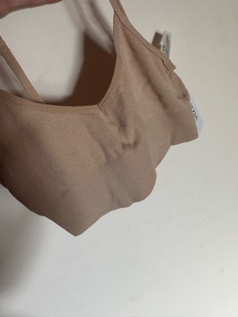 Aritzia Seamless Ribbed Bralette in Beige